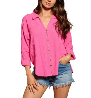 Charlotte Fuchsia Button Down
