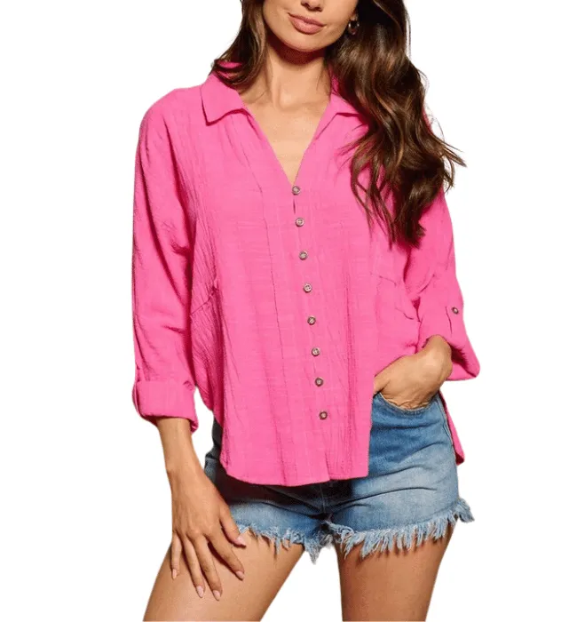 Charlotte Fuchsia Button Down