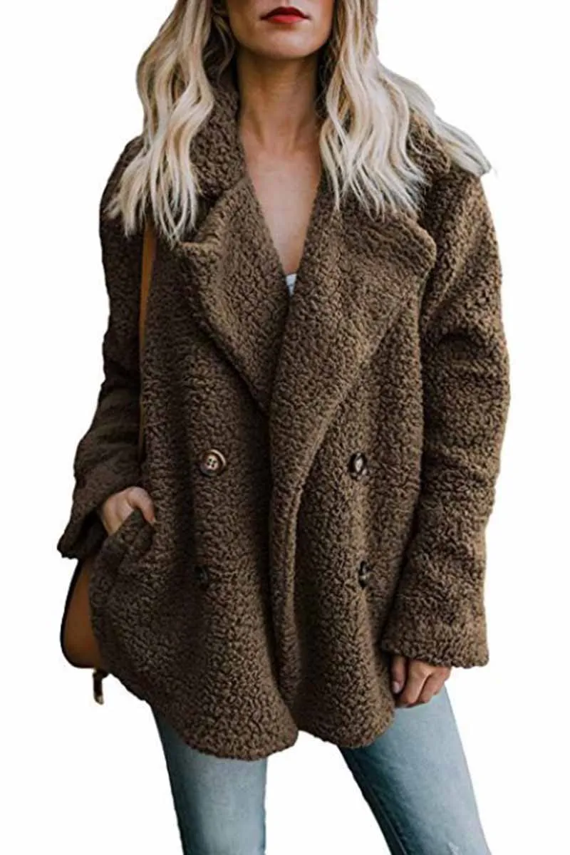 Chicindress Plush Button Pocket Coat