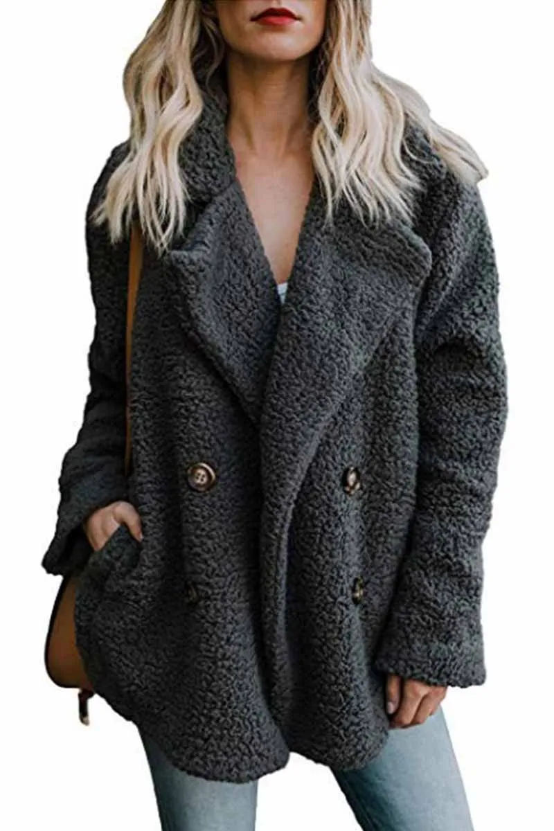 Chicindress Plush Button Pocket Coat