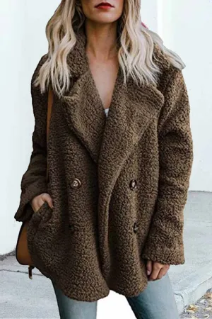 Chicindress Plush Button Pocket Coat