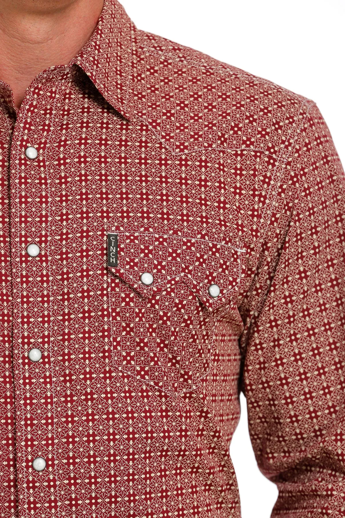 Cinch Men's Modern Fit Red Snap Western Shirt