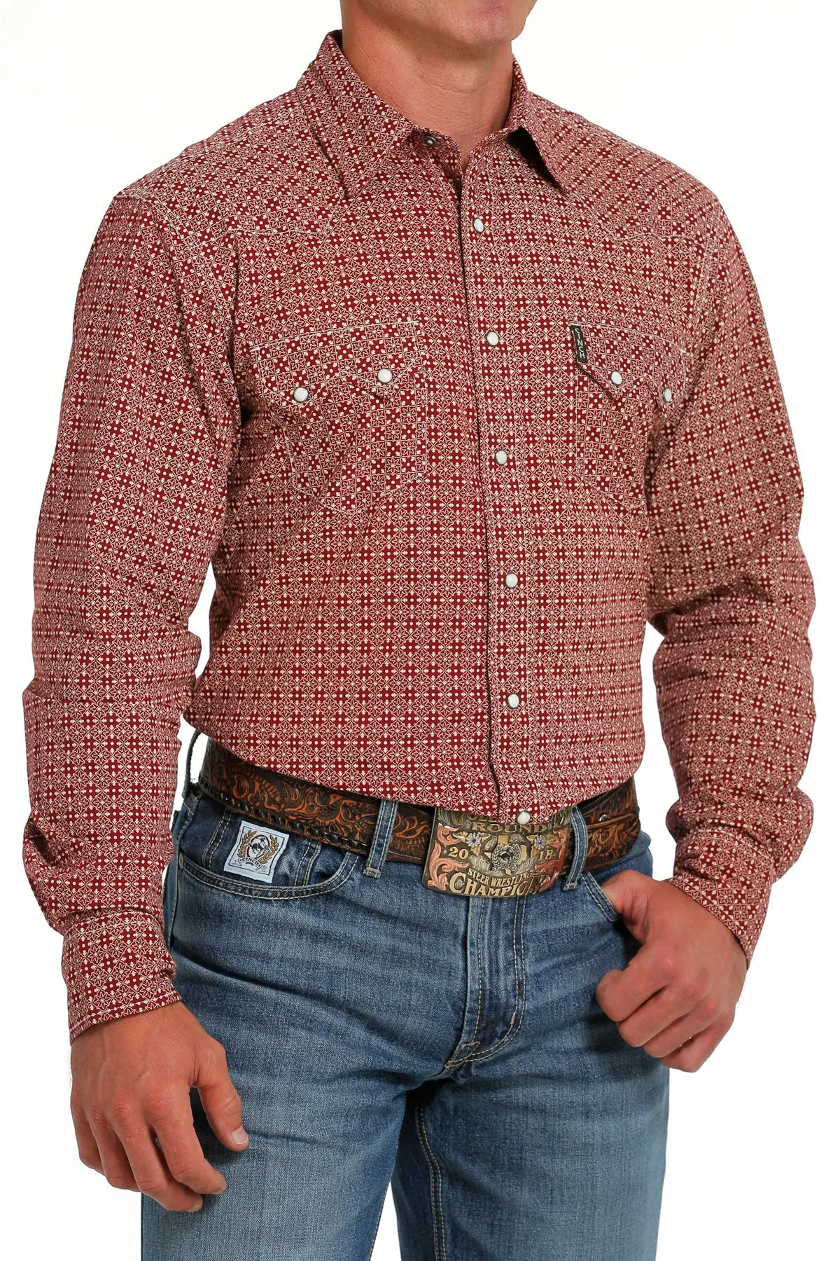 Cinch Men's Modern Fit Red Snap Western Shirt