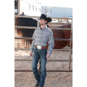 Cinch Men's Navy and Blue Paisley Print Western Shirt