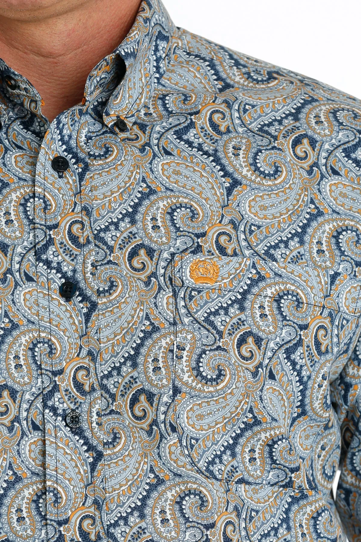 Cinch Men's Navy and Blue Paisley Print Western Shirt