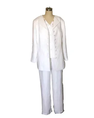 Classic Linen Jacket and Pant Set - Style #1901PK (White)