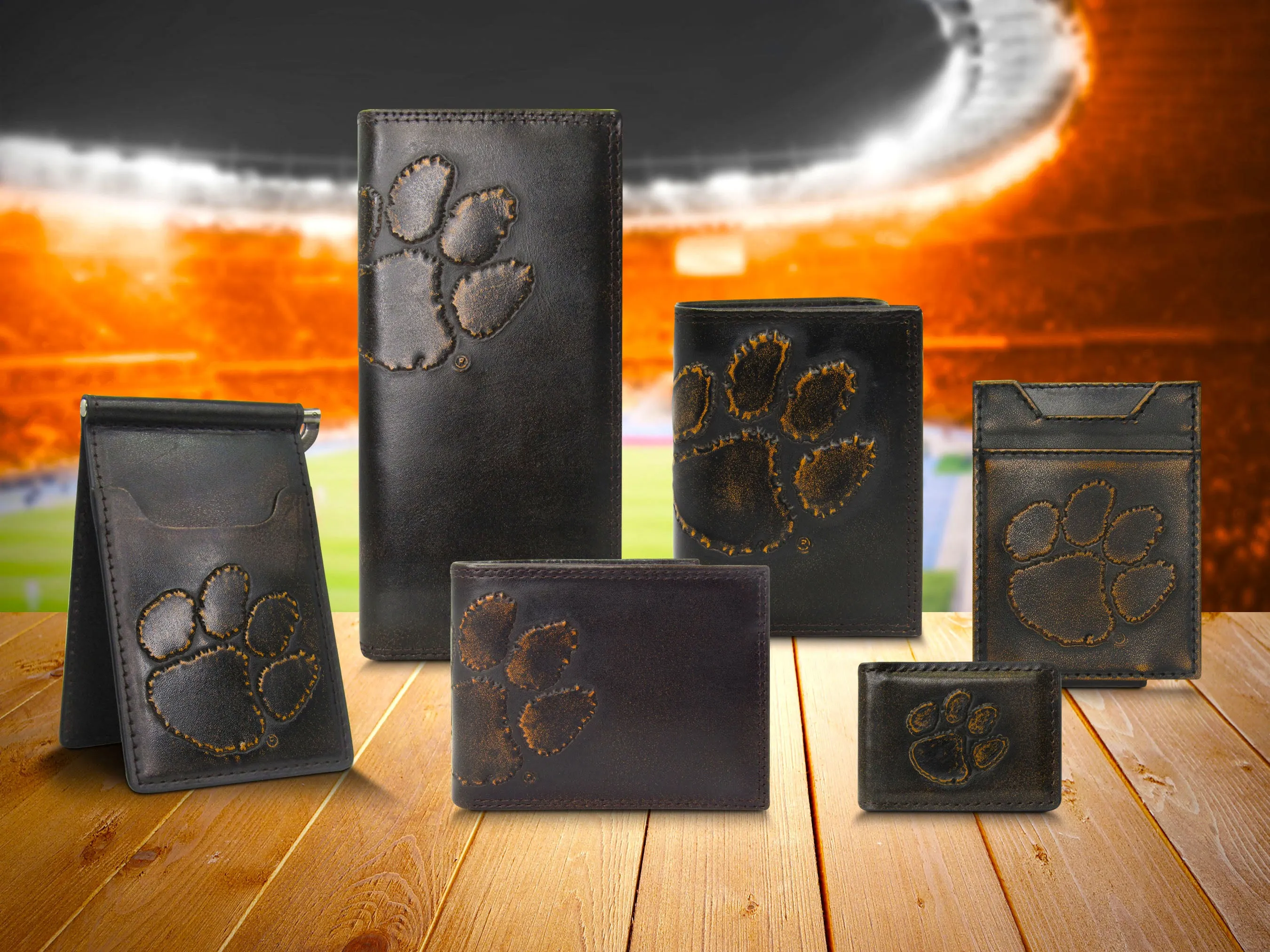 Clemson Tigers Burnished Leather Bifold Wallet