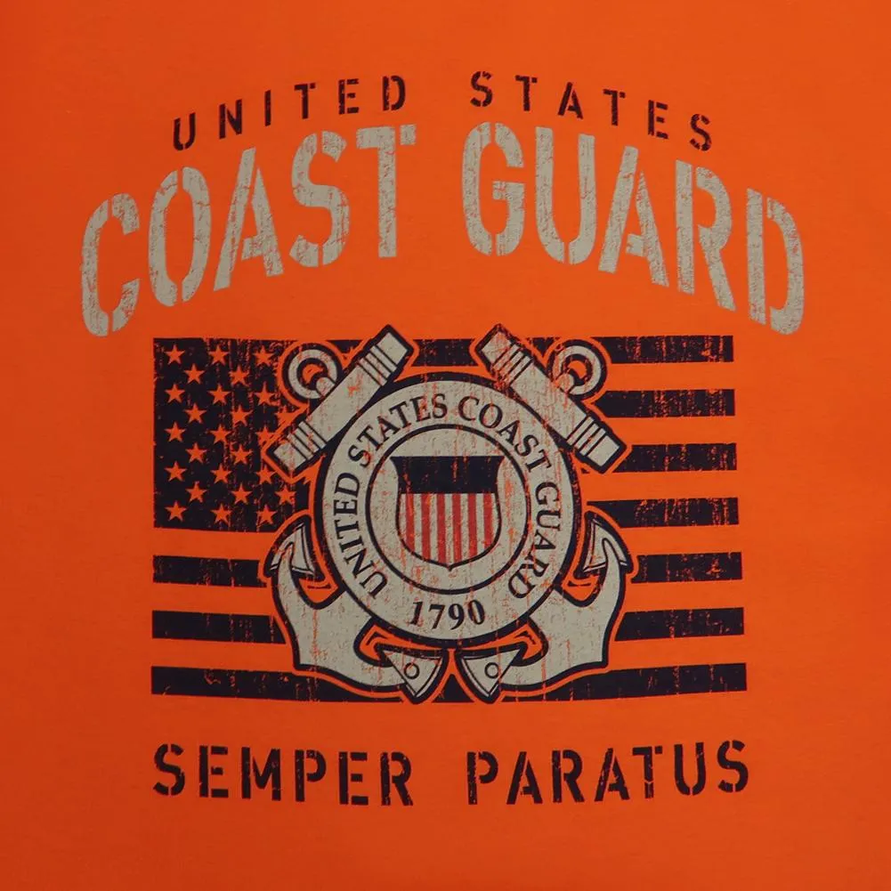 Coast Guard Vintage Stencil T-Shirt (Orange)