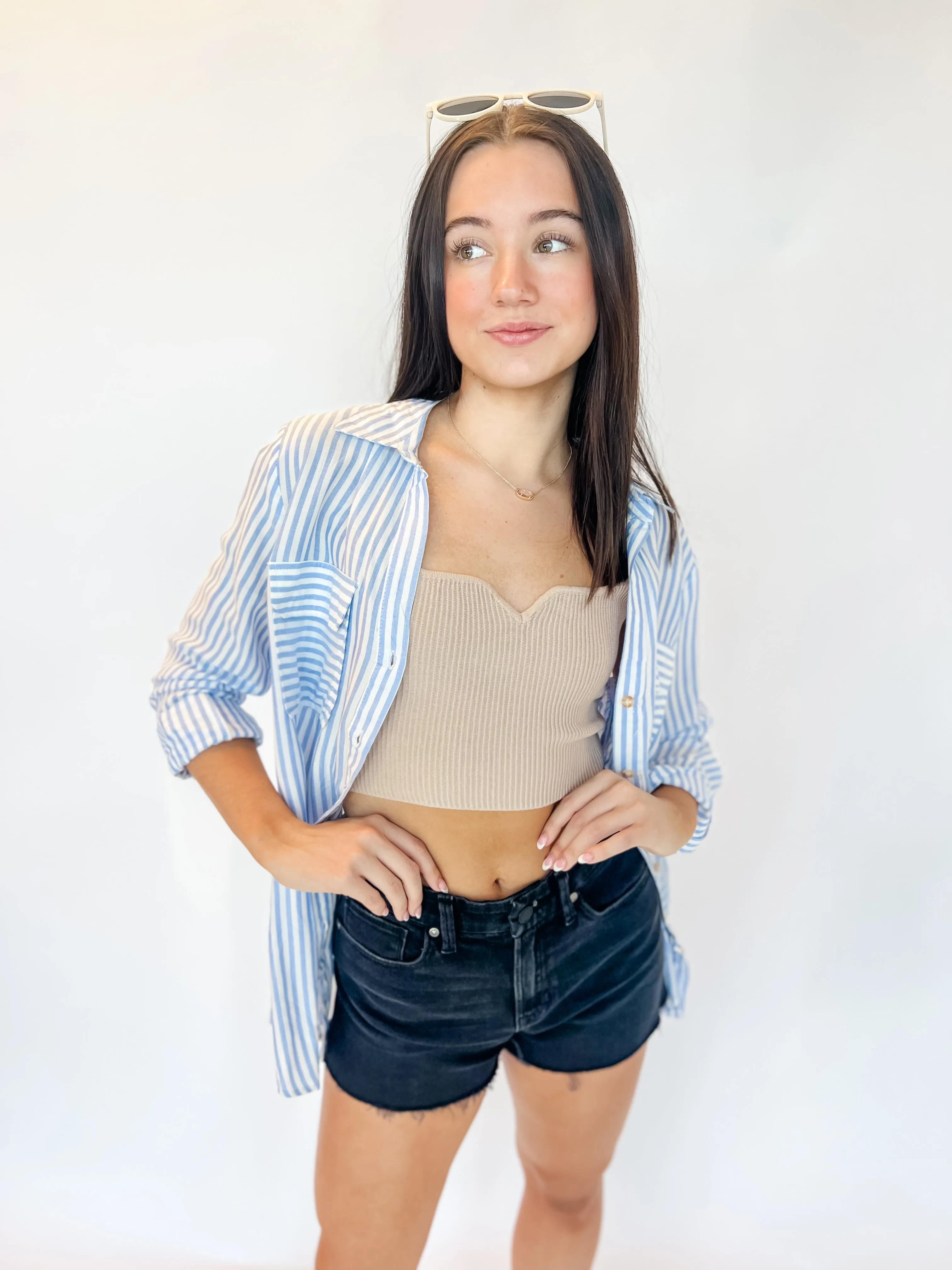 Coastal Blues Striped Button Down