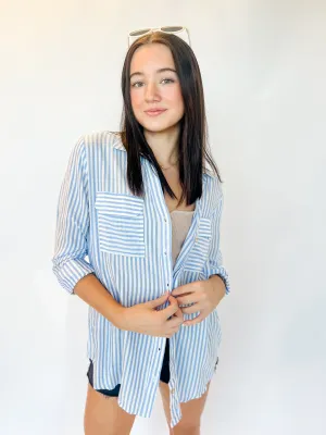 Coastal Blues Striped Button Down