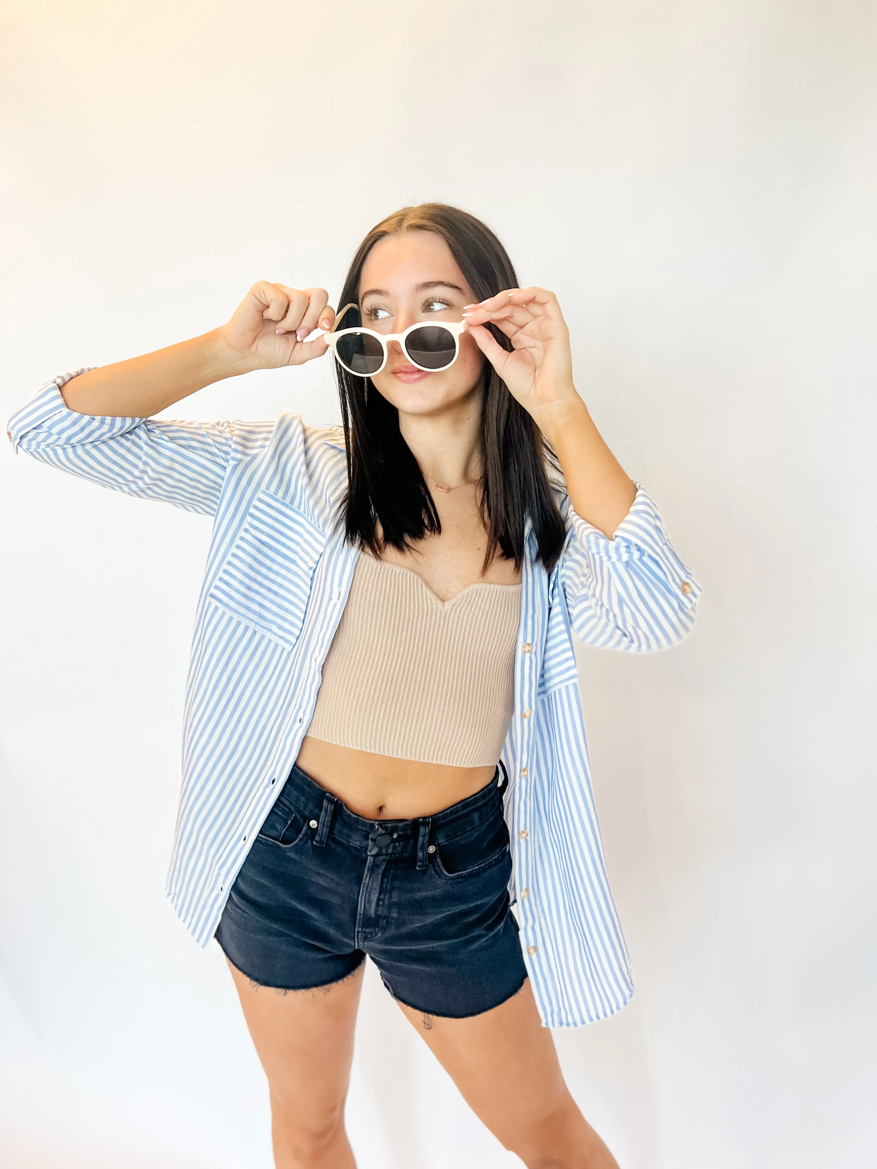 Coastal Blues Striped Button Down