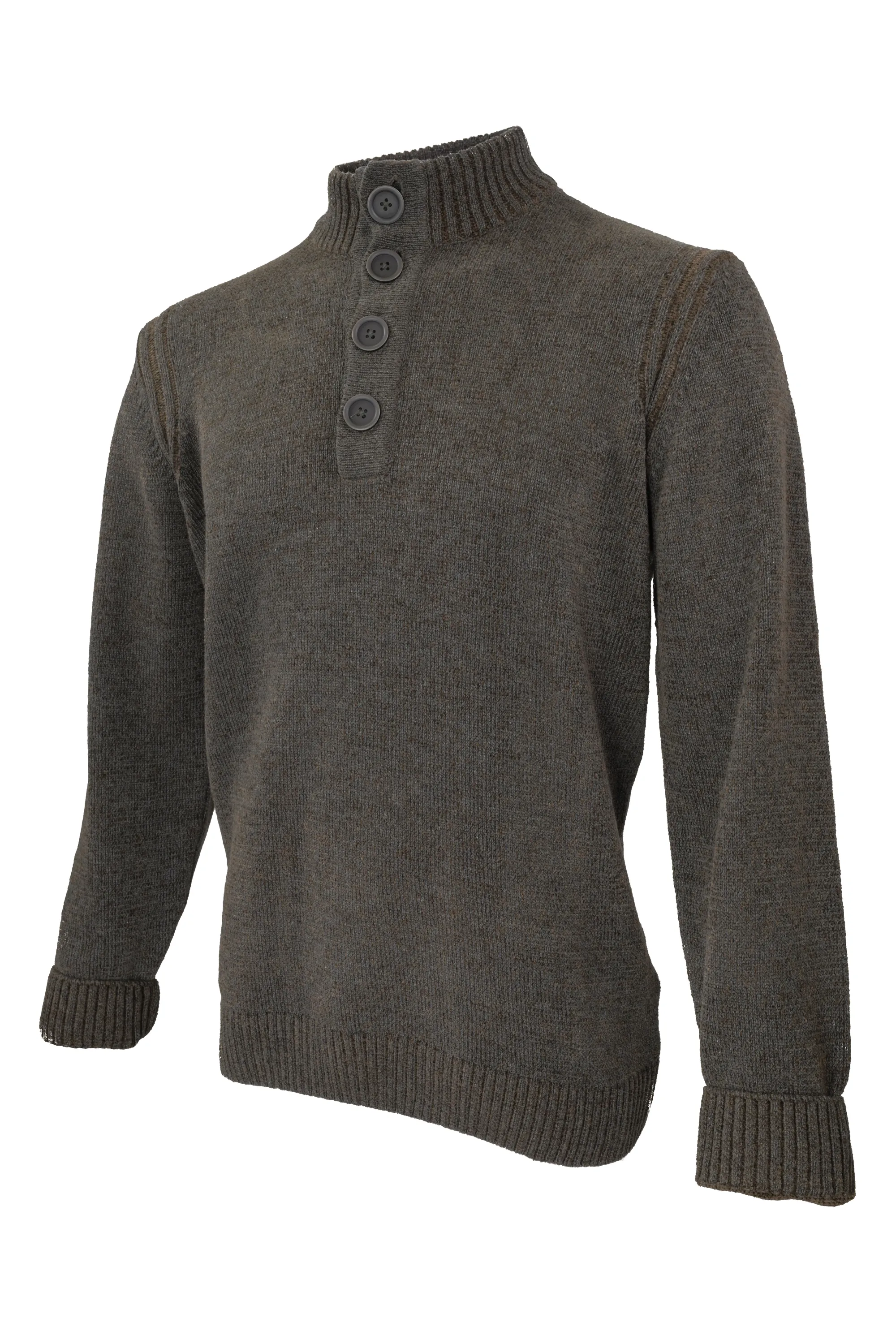 Codice Quarter Button Sweater - Brown