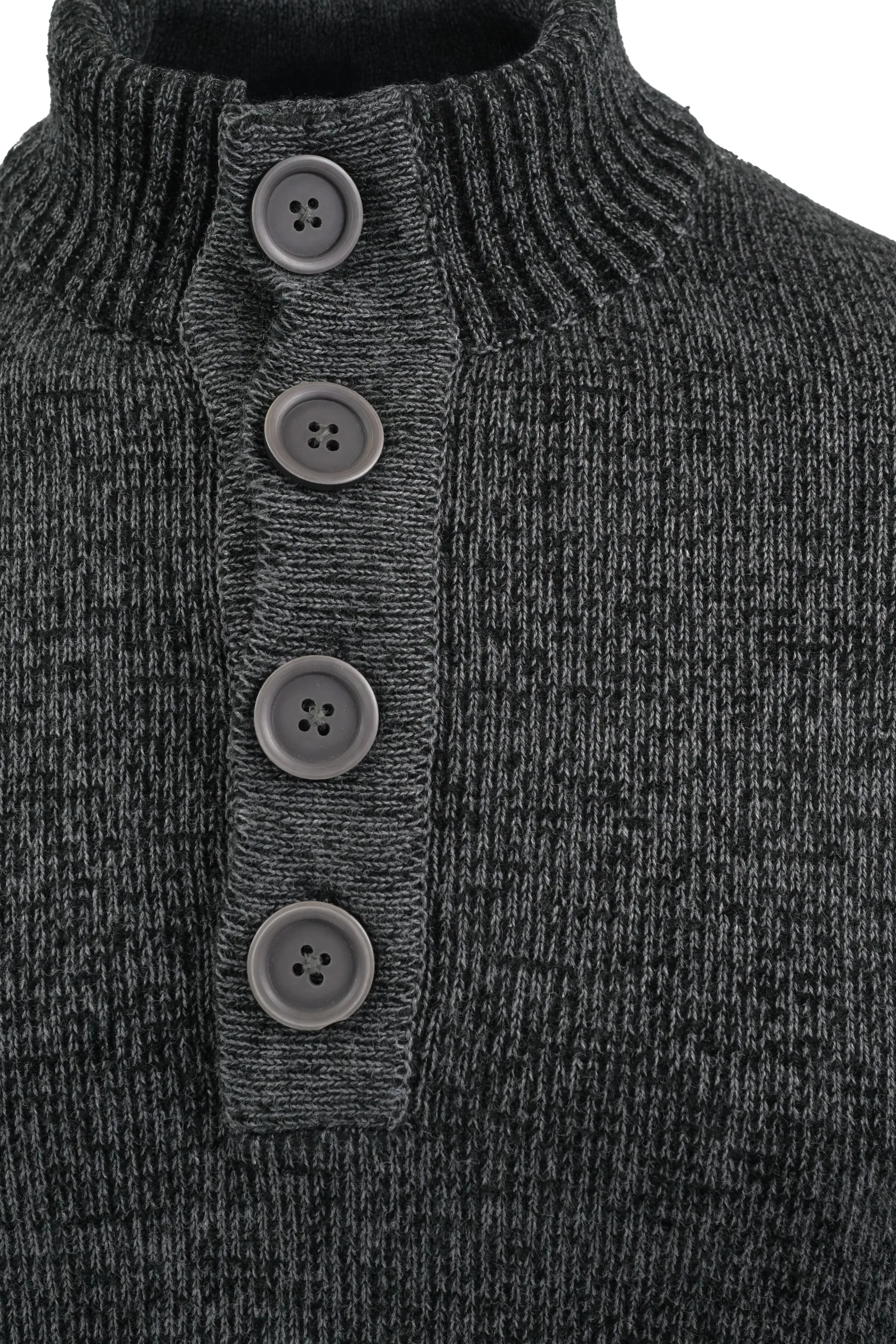 Codice Quarter Button Sweater - Charcoal