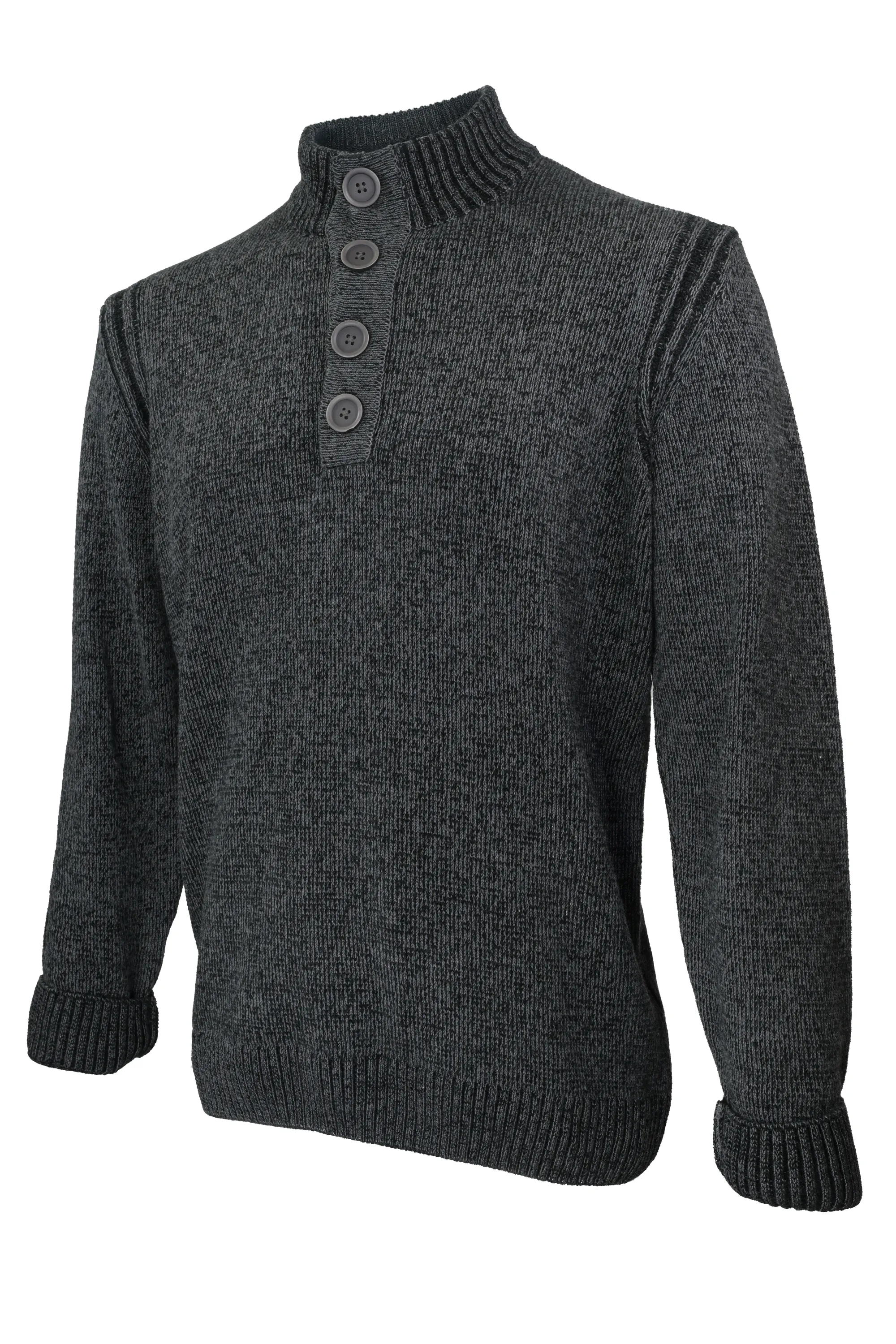 Codice Quarter Button Sweater - Charcoal