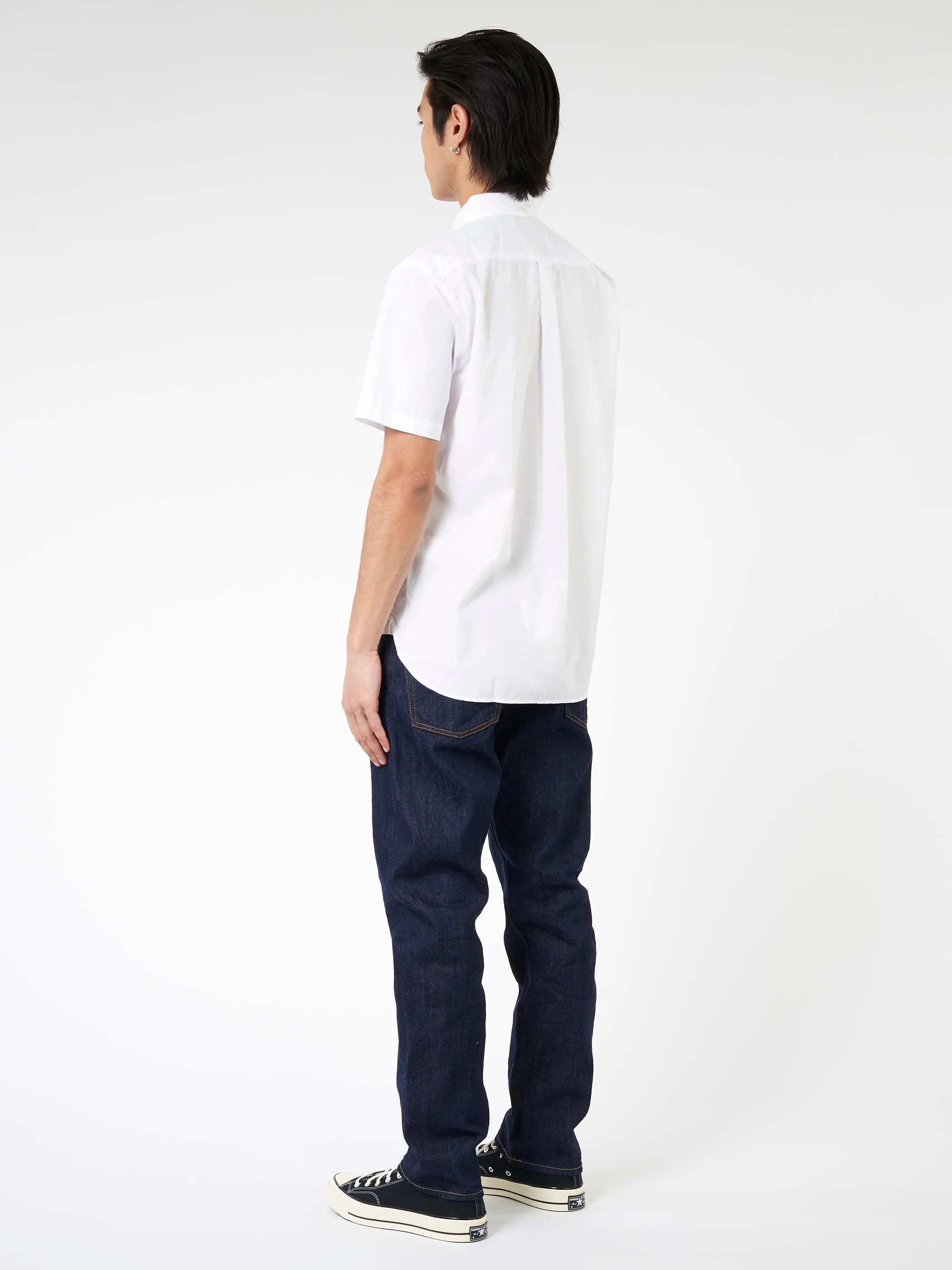 Color Broad Short Sleeve Button Down Shirt