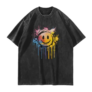 Color Smiley Washed T-Shirt