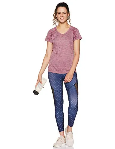 Columbia Women's Plain Regular fit T-Shirt (AL6914_Bright Lavender Stripe M)