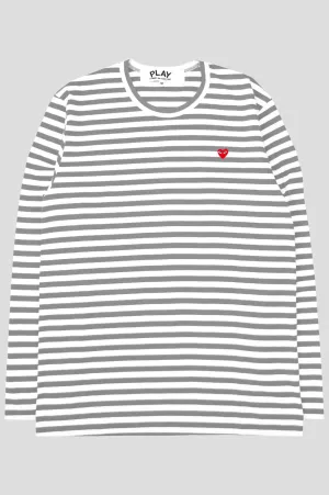 COMME DES GARCONS PLAY LS STRIPED TSHIRT GREY WHITE