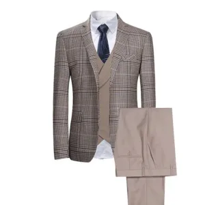 ContiNent 33 3Pieces Men's Suits Business Plaid Check Casual Suits 3 Piece High Quality Jacket Vest Pant For Wedding ,Party