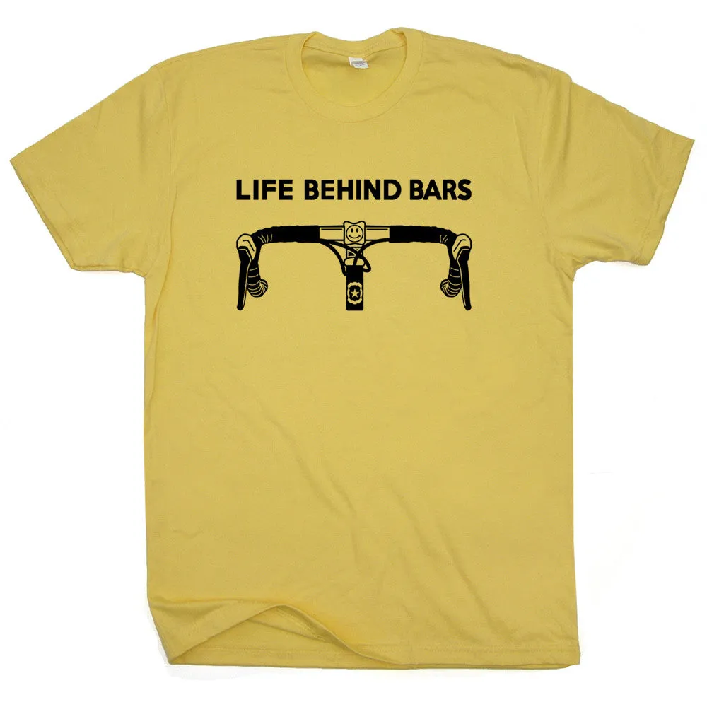 Cool Bicycle T Shirt Saying Life Behind Bars Bicycle T Shirt Funny Bicycle Shirt