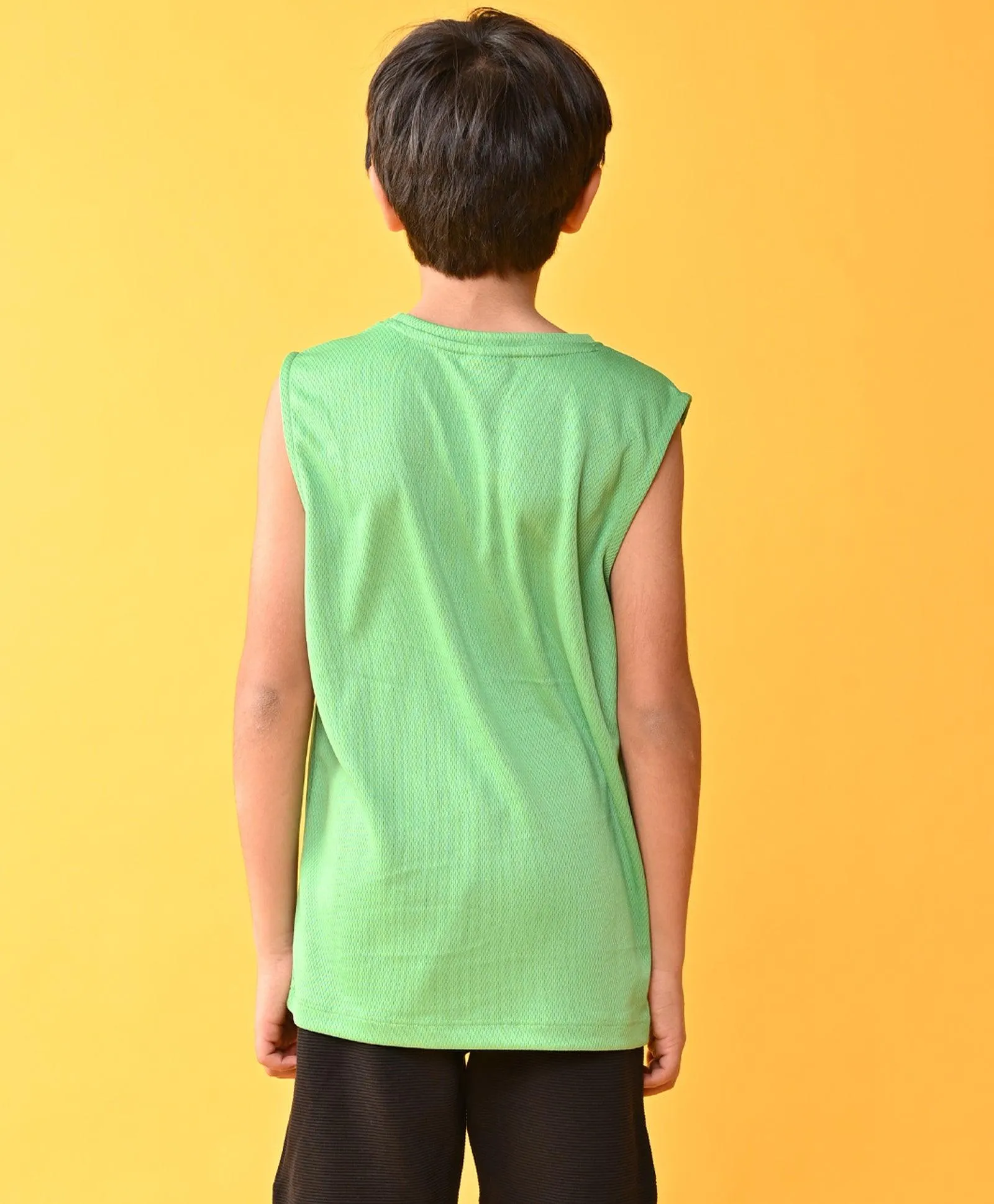 COOL BOYS SPORTY SLEEVELESS T-SHIRT-GREEN