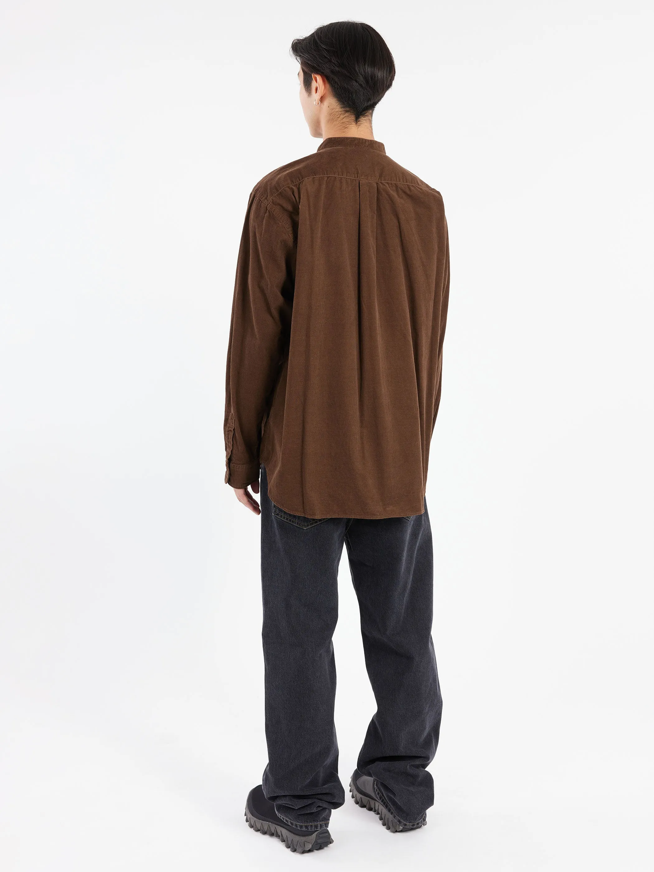 Corduroy Band Collar Shirt