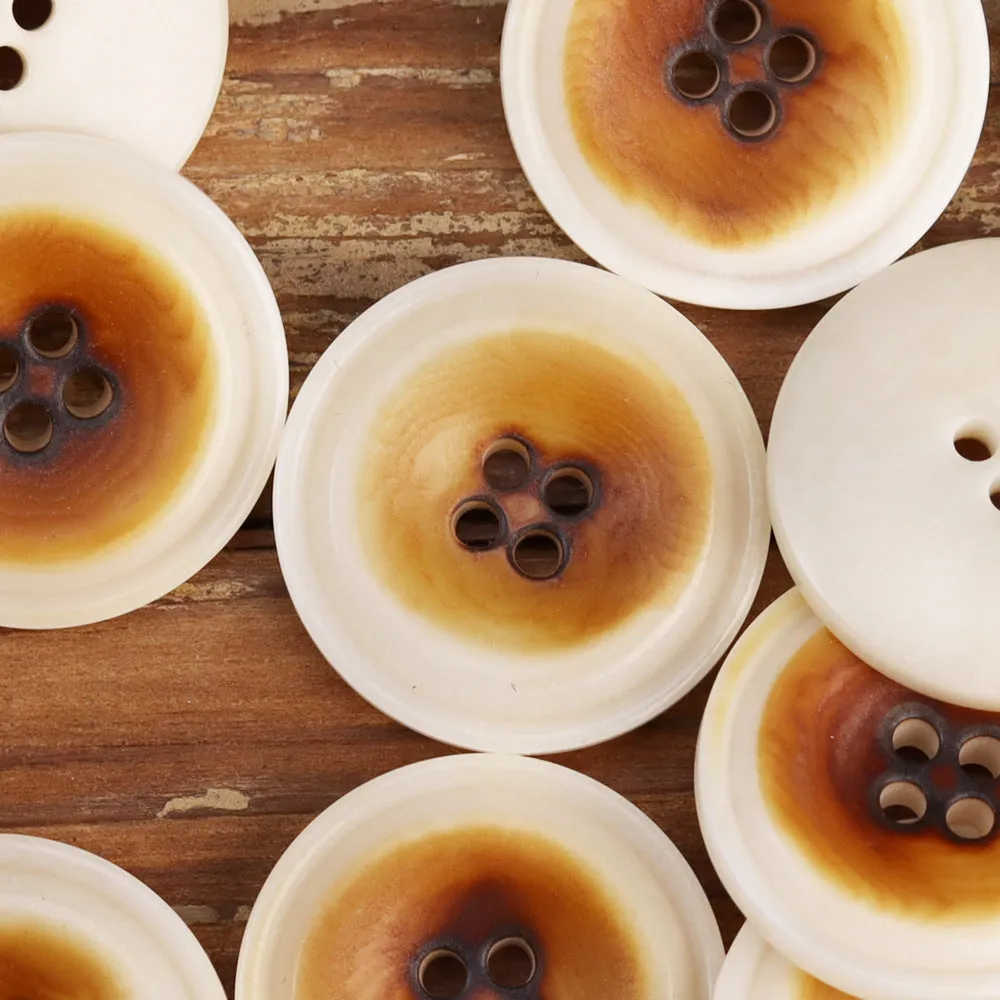 Corozo Buttons Burned White for Coats Trousers 20pcs
