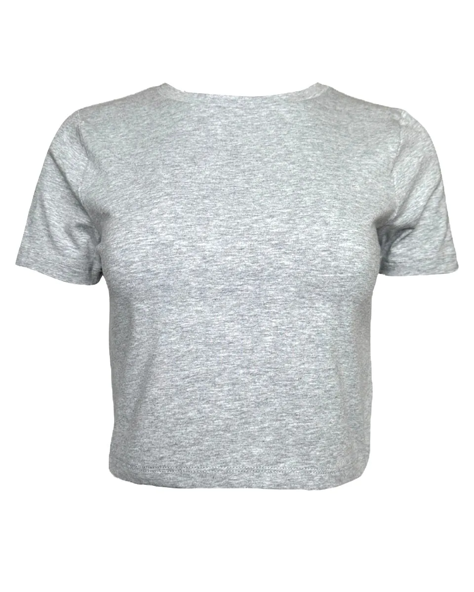 Cotton Short Sleeve Round Neck Crop Top