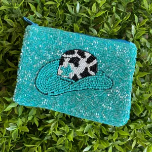 Cowboy Hat Beaded Zip Pouch-FINAL SALE