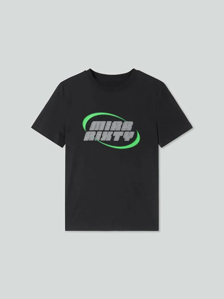Crew Neck Color Contrast Printed T-Shirt