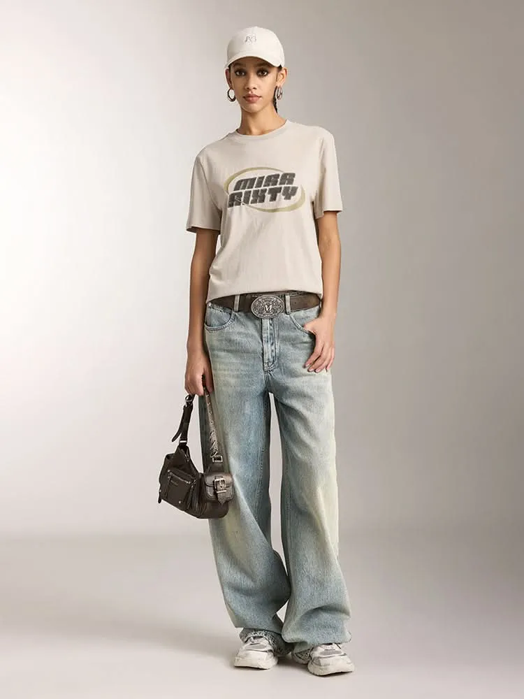 Crew Neck Color Contrast Printed T-Shirt