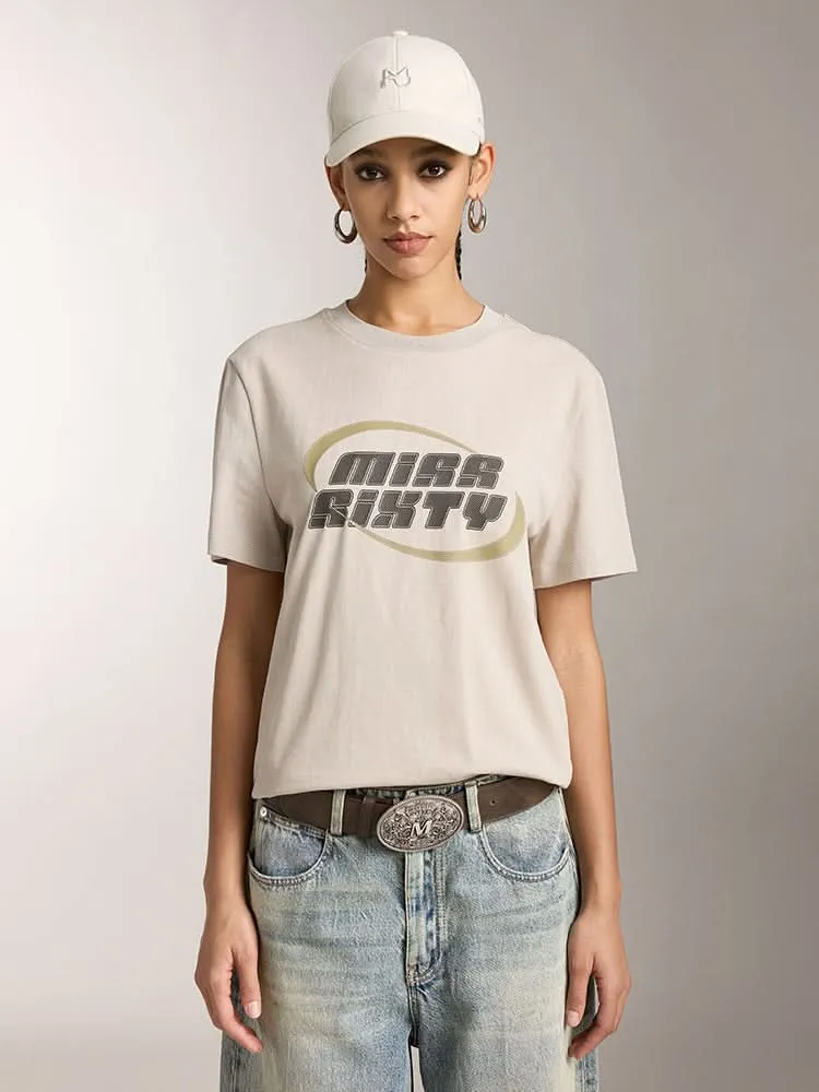 Crew Neck Color Contrast Printed T-Shirt