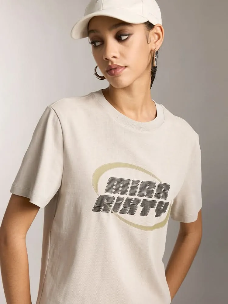 Crew Neck Color Contrast Printed T-Shirt