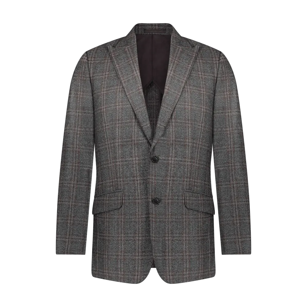 Custom Flannel Check Suit - Grey/Brown