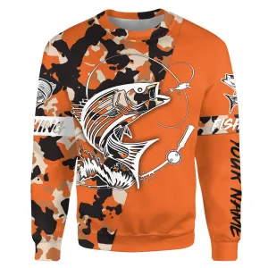 Custom Name striped bass fishing tattoos Camouflage Orange shirt Custom Sweatshirt NPQ402