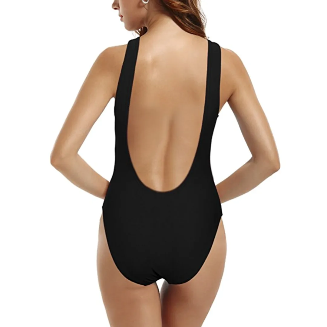 Custom Text One Piece Swimsuit for Tall or Plus Size
