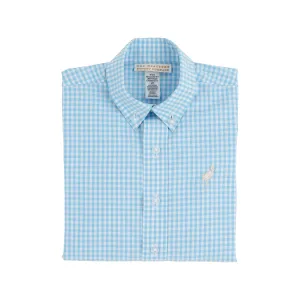 Dean's List Dress Shirt - Brookline Blue Mini Gingham with Keeneland Khaki Stork