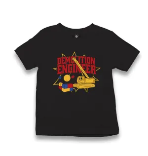 Demoliation Engineer Kid's Black T-shirt