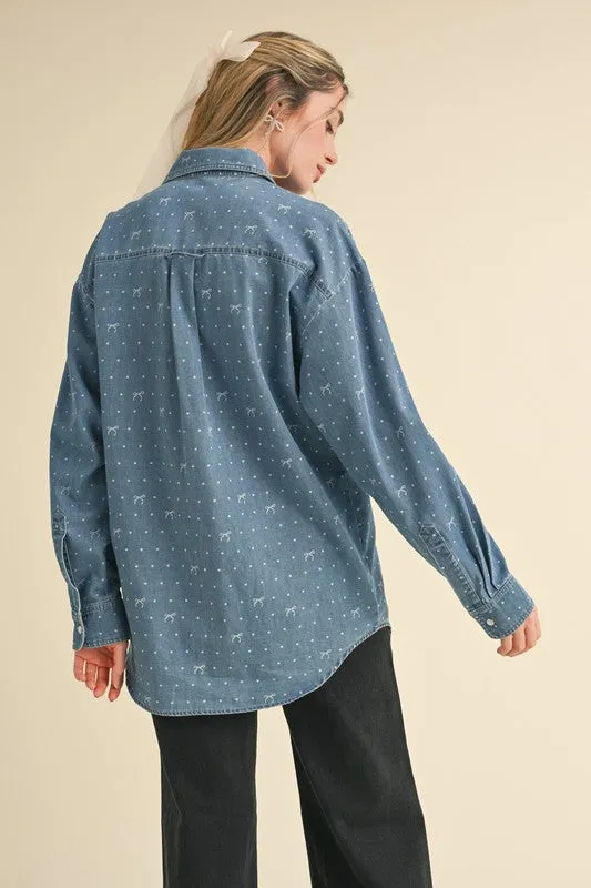 Denim Bow Top