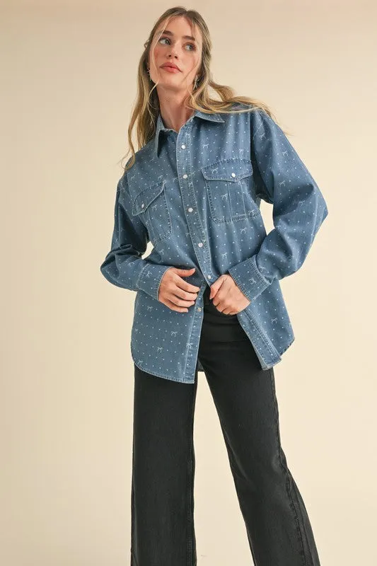 Denim Bow Top