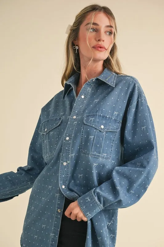 Denim Bow Top