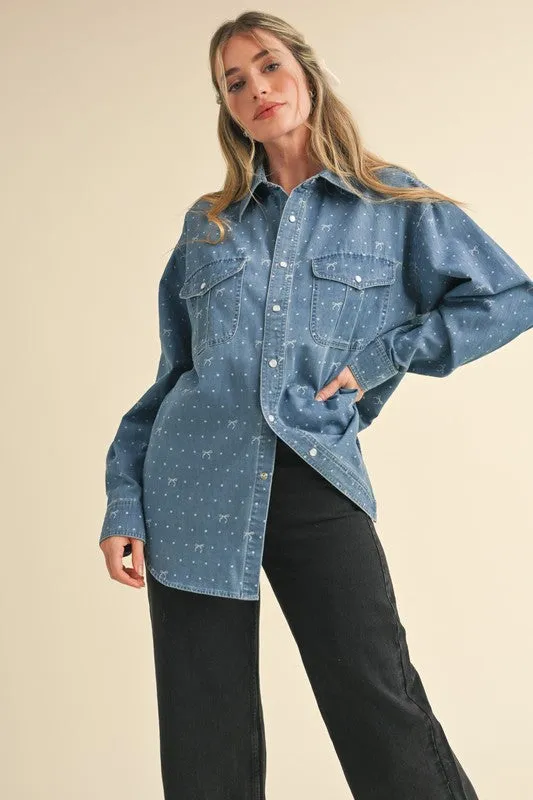 Denim Bow Top