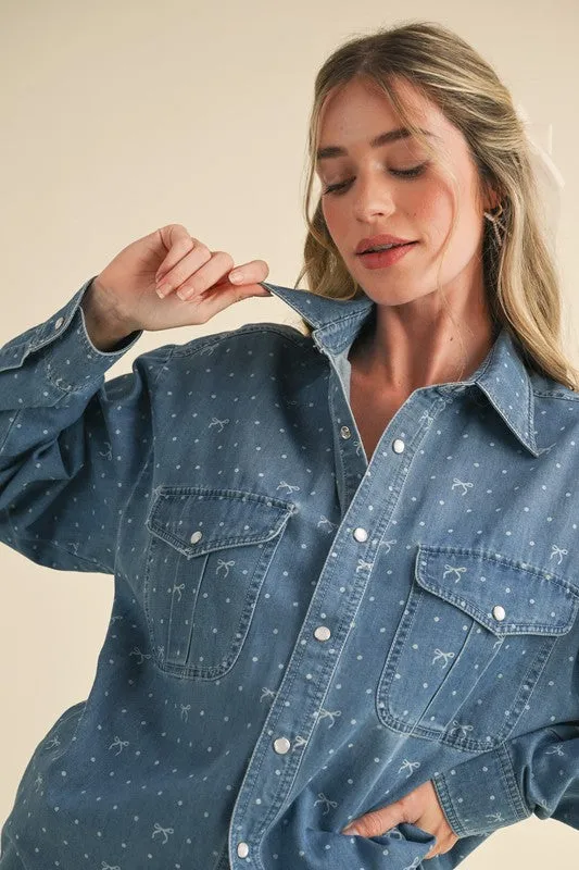 Denim Bow Top