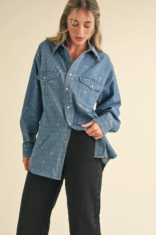 Denim Bow Top