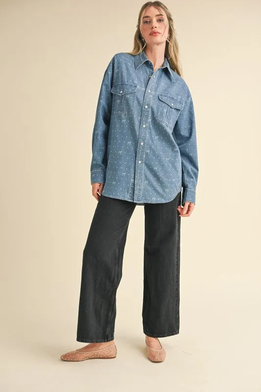 Denim Bow Top