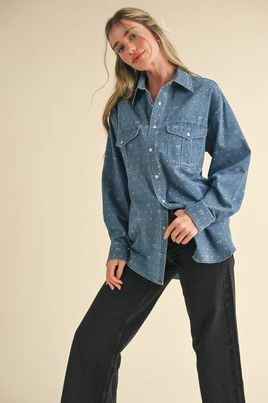 Denim Bow Top