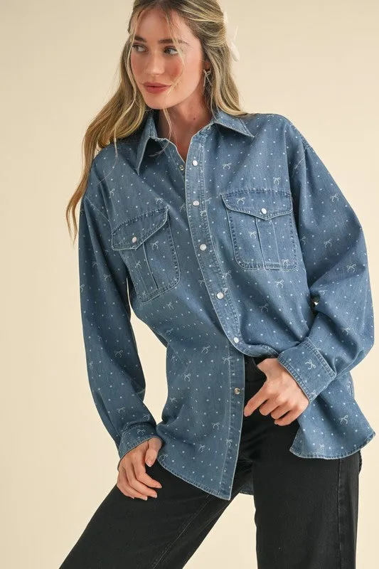 Denim Bow Top