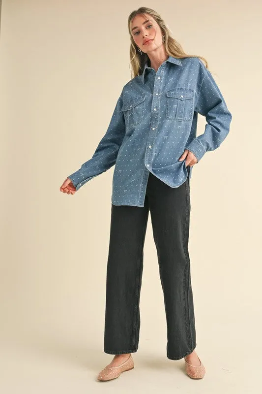 Denim Bow Top