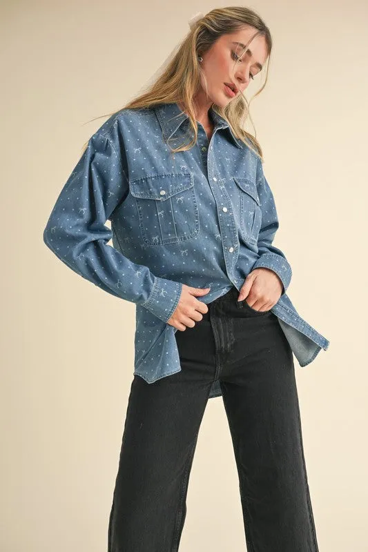Denim Bow Top
