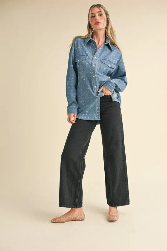 Denim Bow Top